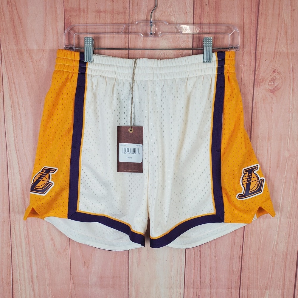 Mitchell & Ness Womens Swingman Shorts Sz Medium Off White Los Angeles Lakers